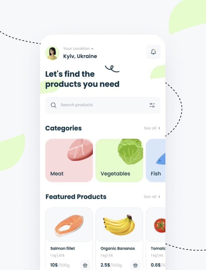 Mobile app - Delivery of organic products